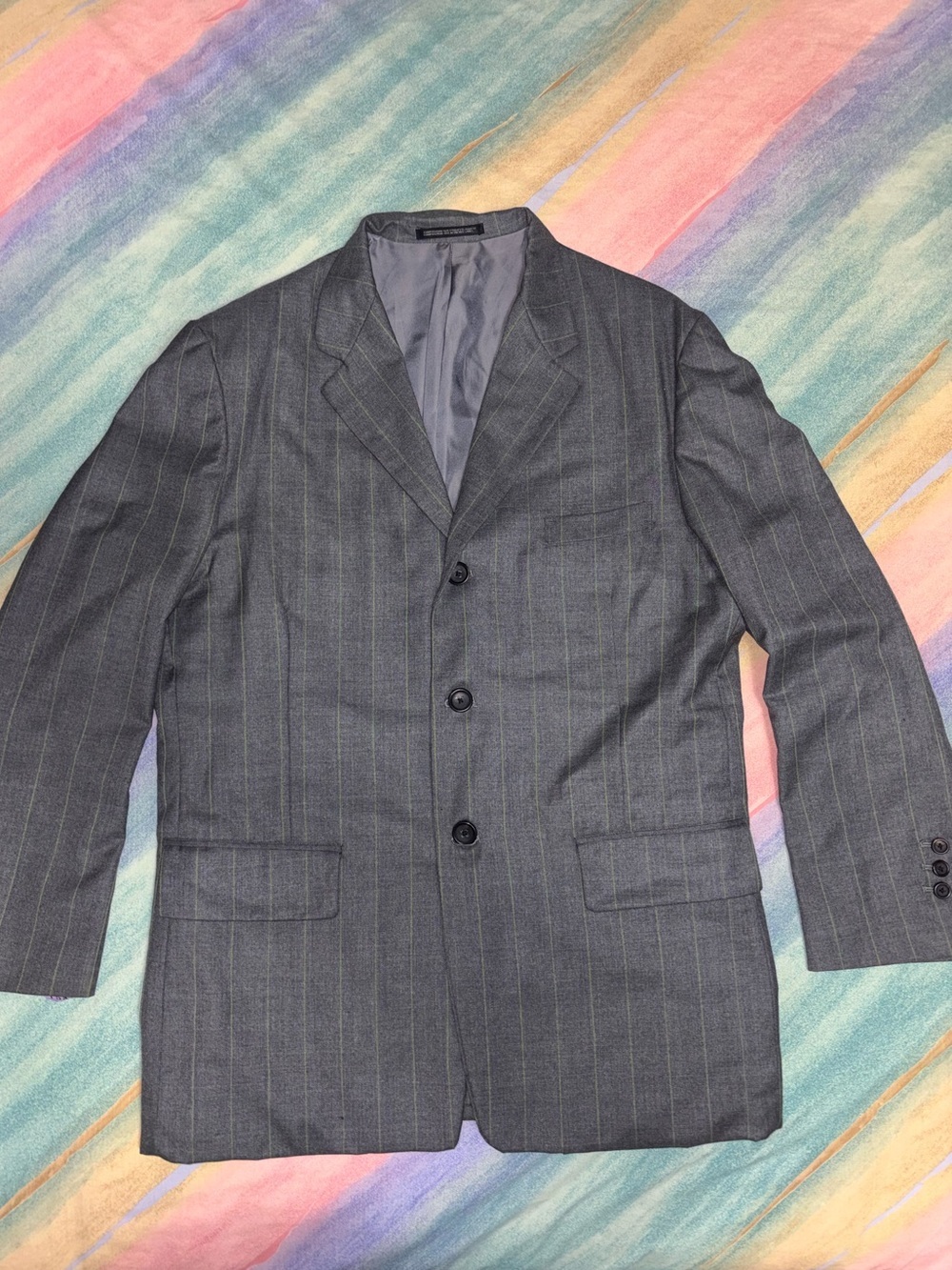Yohji Yamamoto vintage 90s blazer Wool Striped Grey jacket size M
